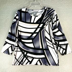 Allison Daley Top Womens Medium** Black White‎ Gray Stretch Comfort Modern
